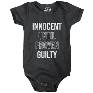 Innocent Until Proven Guilty Baby Bodysuit Funny Court Defense Bad Behavior Joke Jumper for Infants Funny Baby Onesies Funny Sarcastic Onesie Novelty Onesie Black -