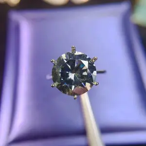 5CT VVS1 Round Brilliant Cut Gray Moissanite Ring, Women's Moissanite Ring's