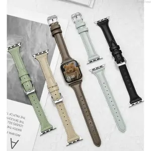 Ultra-Thin PU Leather Watch Band Compatible with Apple Watch, 1 Count Replacement Strap Compatible with Series 9/8/7/6/5/4/SE/Ultra, Lightweight Stylish Smartwatch Band for Everyday & Spring Wear