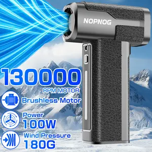 130000RPM Car Snow Blower - 4 Gears Electric Air Duster Turbo Car Dryer 5 Nozzles Type-C Charging