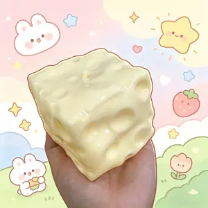 Giant Square Cheese , Jumbo Squishy Fidget Toy, Moldable Anti-Anxiety Sensory Toy for Kids & Adults, Fun Stress Relief Hand Toy for Party Favors, Birthday Gifts & Relaxing Play