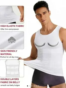 Men's Sleeveless Compression Base Layer Tank Corset, Underwear, Body Shaping Vest, High Support Chest & Abdomen Smoothing Design, Breathable Soft Slim Fit, Perfect for Gym & Training Daily Wear