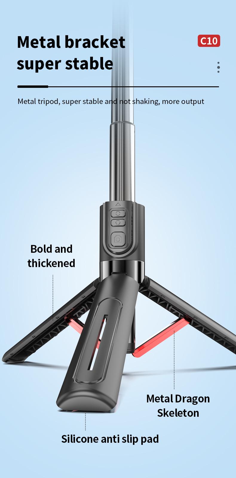 AI Auto Tracking Gimbal Stabilizer, Smart Selfie Stick Tripod with Gesture Control, Anti-Shake Phone Mount, 1000mAh Battery, Aluminum Alloy Vlogging Stand for iPhone & Android