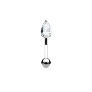 Long disc crystal tears curved barbell for eyebrow piercing