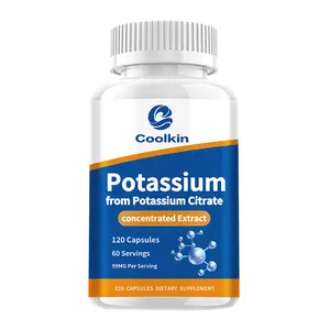 Coolkin Dietary Capsules, Potassium Mineral Supplement, Potassium Citrate Concentrate Extract, 120 capsules, 99 mg.