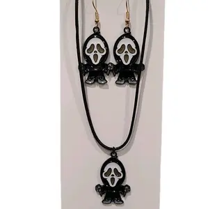Ghost Face Necklace and earrings set