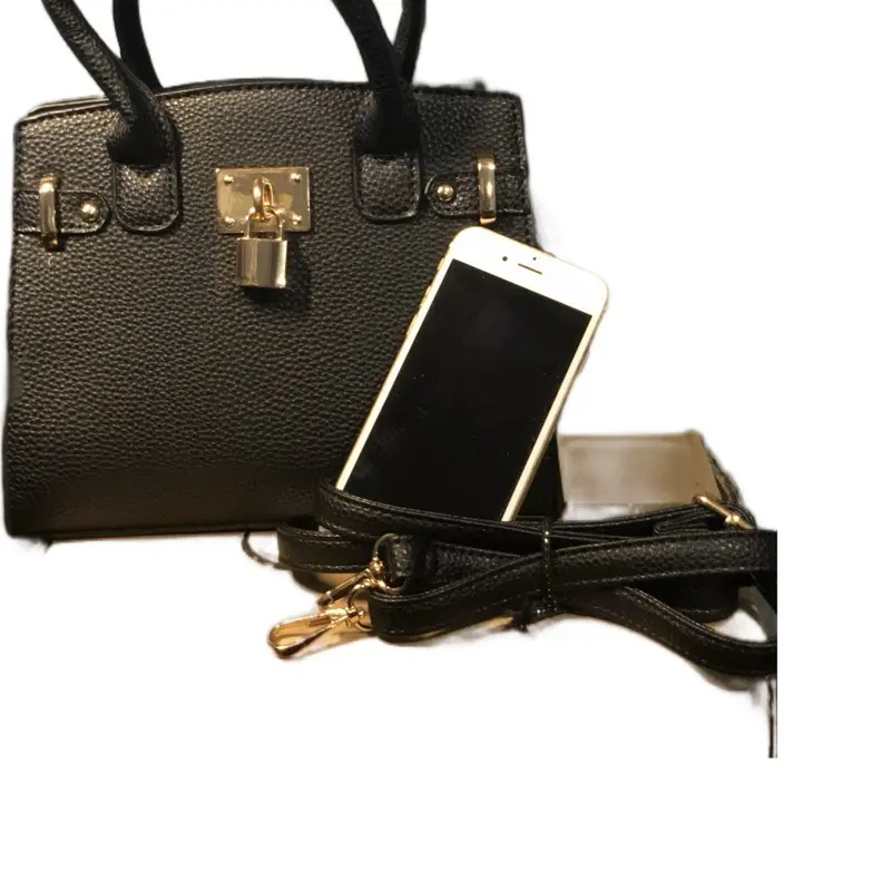Cher Mini [Signet] - Black Handbag with Gold Lock and Strap
