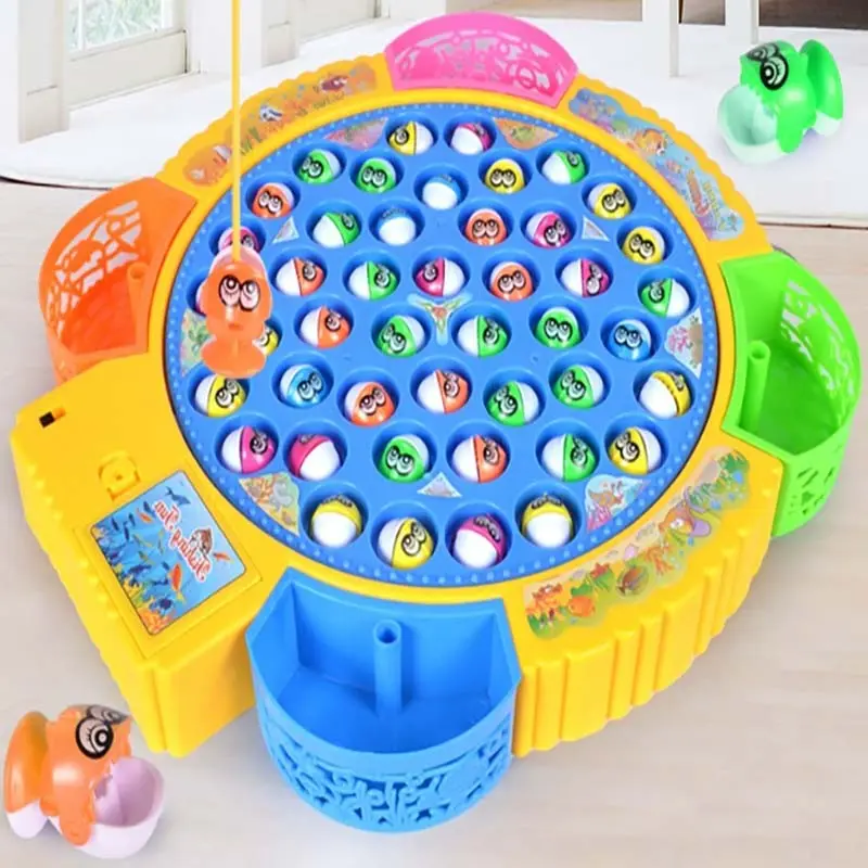 Holiday gift, 1 set, musical rotating fishing game, Round table game, Tabletop Game, Family Board Game, fish, color recognition, multiplayer competition, develops hands-on and observation skills, requires 2 AA batteries (not included)