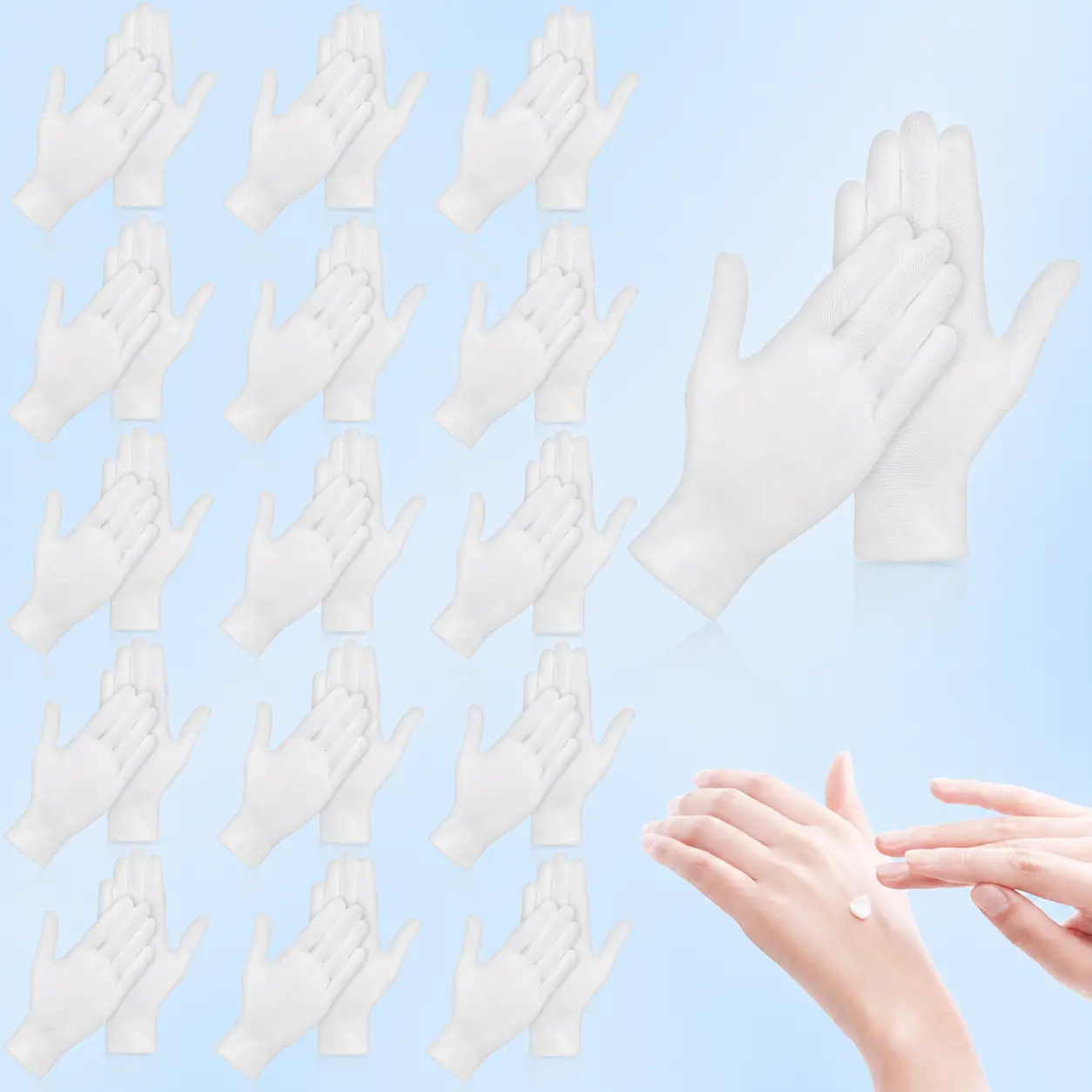 36 Pieces White Cotton Gloves, 18 Pairs XL 9 Inch Washable Reusable Gloves for Hand Cream, Overnight Wear, Spa, Jewelry Inspection, Coin & Art Handling, Costumes