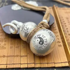 Taoist Heavenly Master Gourd Pendant| Yin-Yang Bagua Feng Shui Luck Amulet| Retro Chinese Car Hanger & Necklace