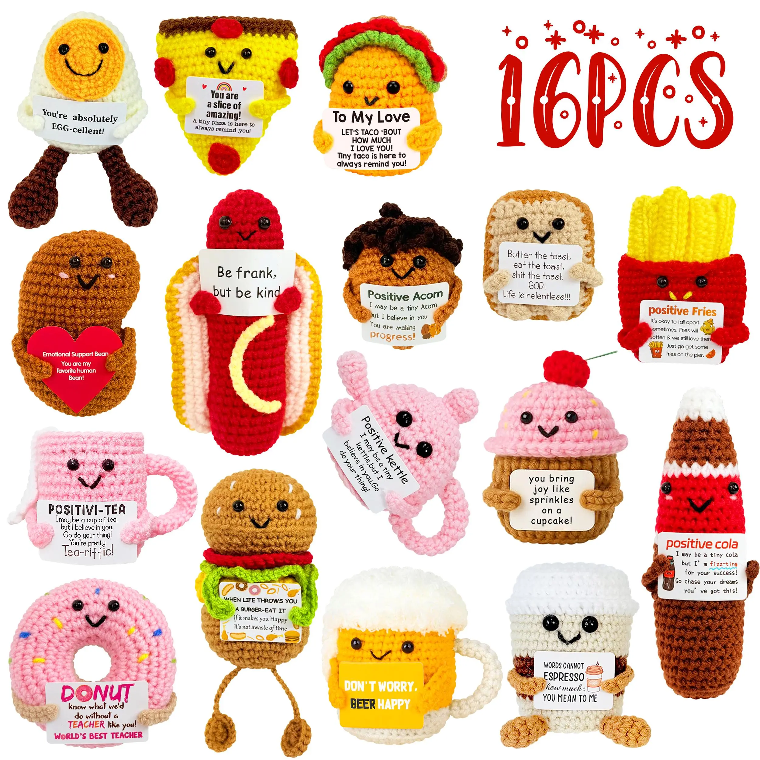 Mini Funny Positive Crochet Animals Gifts, Emotional Support