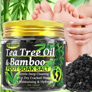 80G tea tree oil& Bamboo Foot Bath Salt  with , Hypoallergenic Deep Cleansing Foot Soak for Dry/ Cracked Skin, SummerPost-Exercise & Long-Term Use, Summer Foot Soak Bath, SPA Relaxing Foot, Elegant Packaging,  Perfect for gift﻿
