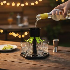 6 shot glass dispenser & holder, 1 set multifunctional shot dispenser with 6 glasses, modern cocktail dispenser for outdoor party & bar, party supplies
