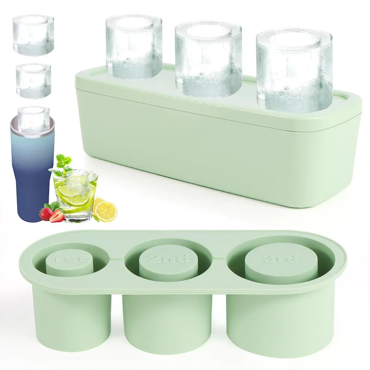 SCYFREID High-Quality Silicone Ice Cube Tray for 40 OZ Stanley Cup- Detachable Kitchen Utensil for Coffee, Drinks, Home Bar Accessories - Easy Demolding, Slow Melting Reusable Ice Cubes