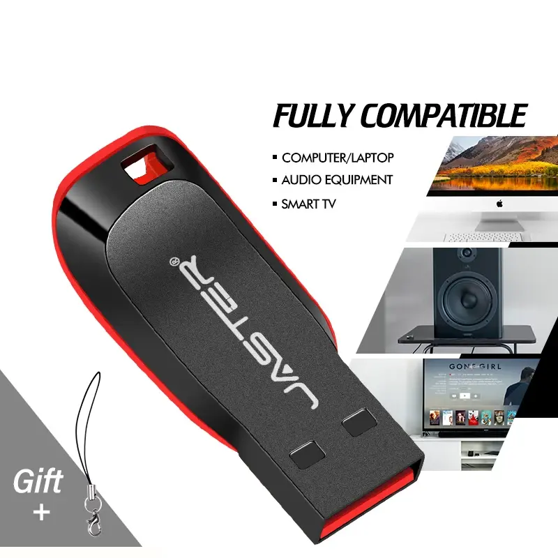 JASTER USB 2.0 Flash Key Chain 16GB 32GB 64GB 128GB USB Flash Disk Pendrive Memory Stick Memory Plastic Ustick Memory Stick
