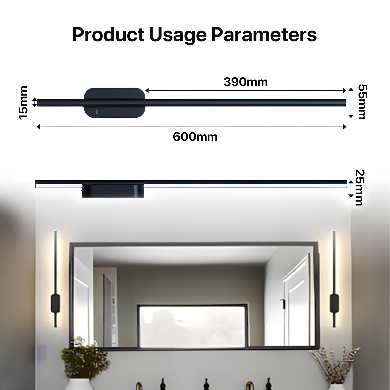 GLITGATE Battery Operated Wall Sconce Set of 2, Dimmable Battery Wall Sconce with Remote Control,3000K-6500K LED Wireless Wall Light for Bedroom,Living Room,  Black(2 Pack)