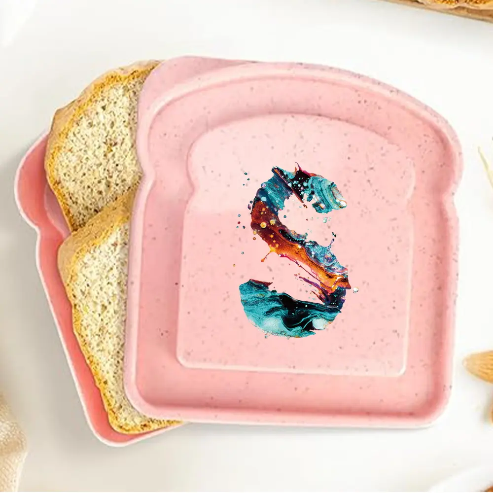 Student Toast-Shaped Bento Box | Large-Capacity Sandwich Container Lunch Box | Dust-Proof for School Breakfasts & Snacks | 26 Letters Paint Pattern | Ideal Back to School Accessory