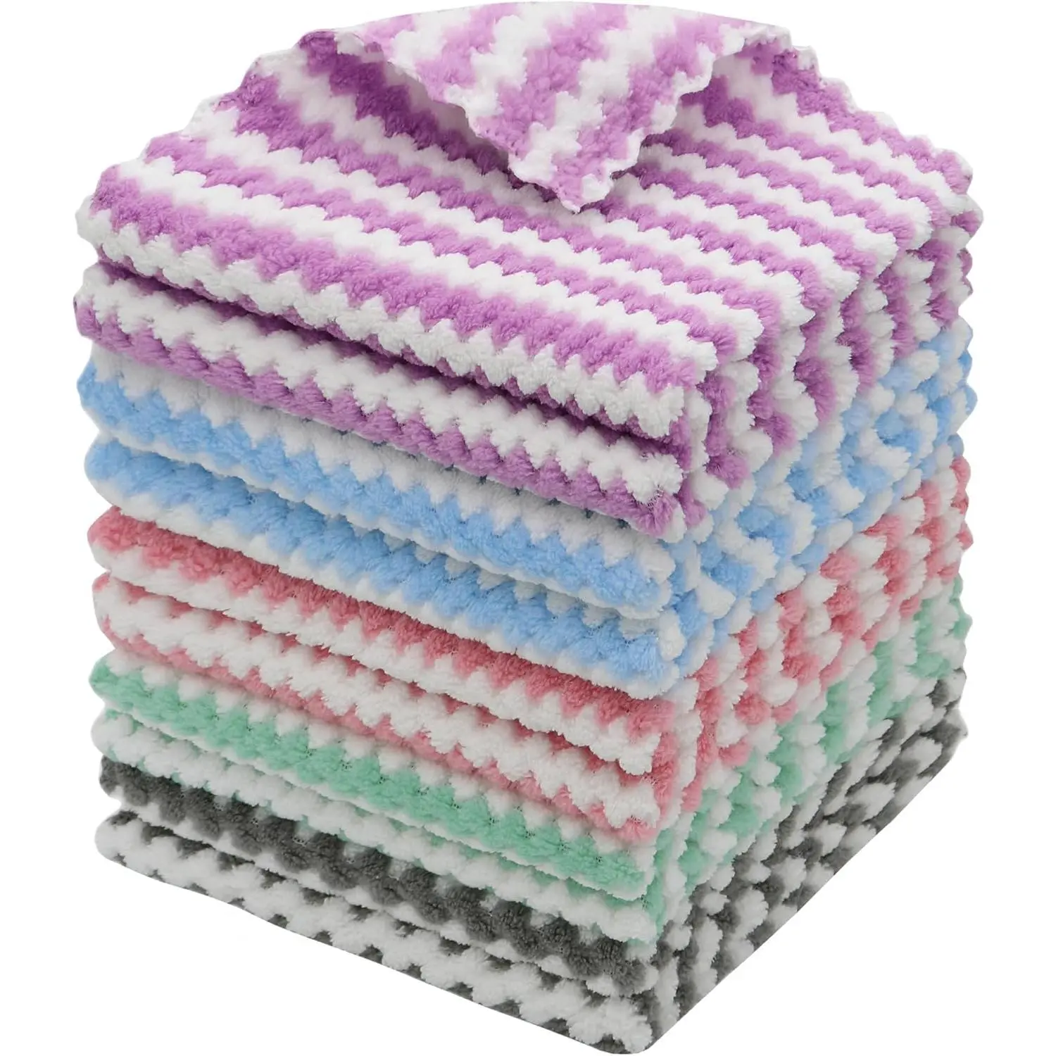 Baby & Maternity Microfiber Cleaning Cloths - 10-Pack, 12x12in Mixed Colors, Lint-Free, Fast Drying, Super Absorbent for Kitchen Dish Washing