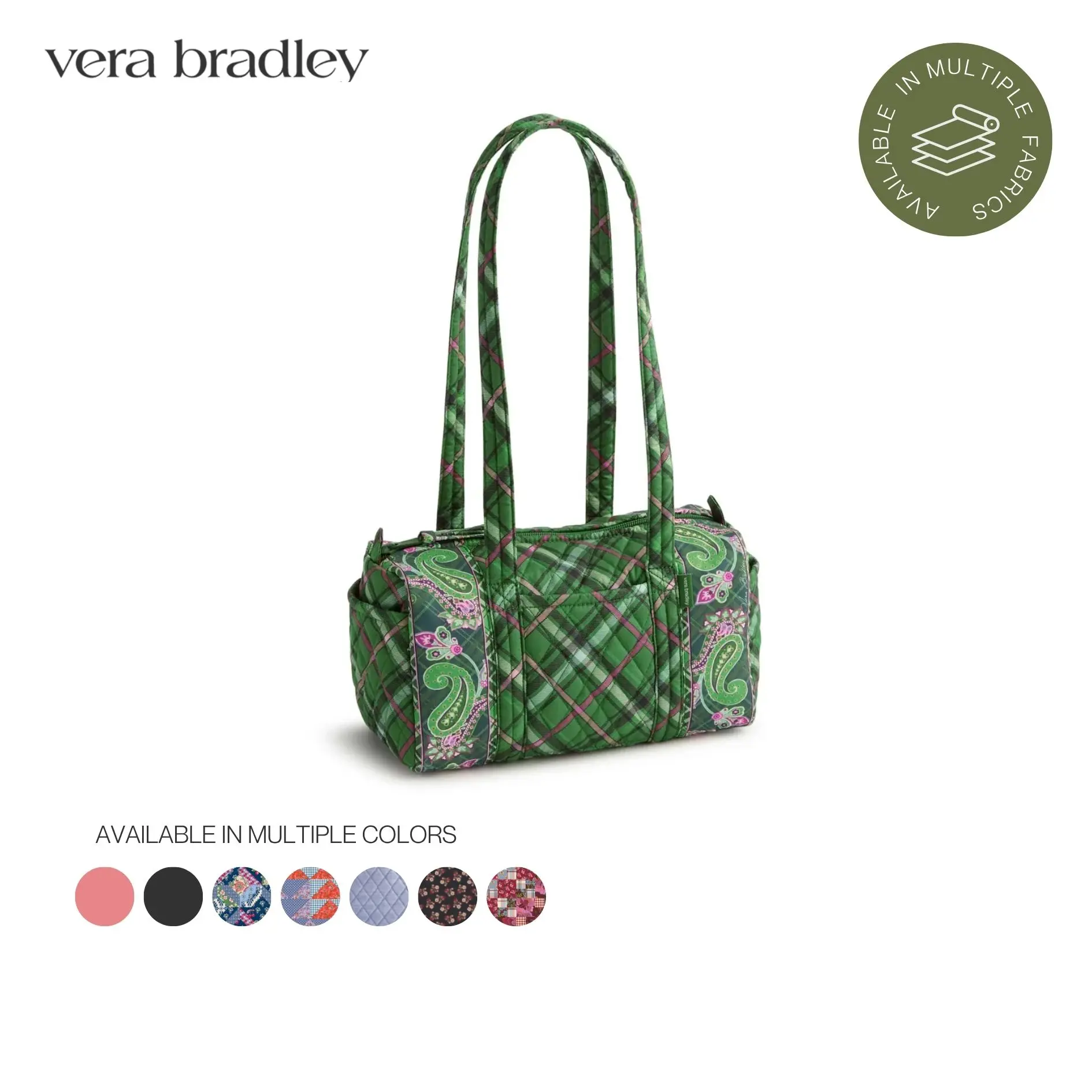 Vera Bradley Original 100 Handbag, Shoulder Bag with Zip Closure and Slip Pockets