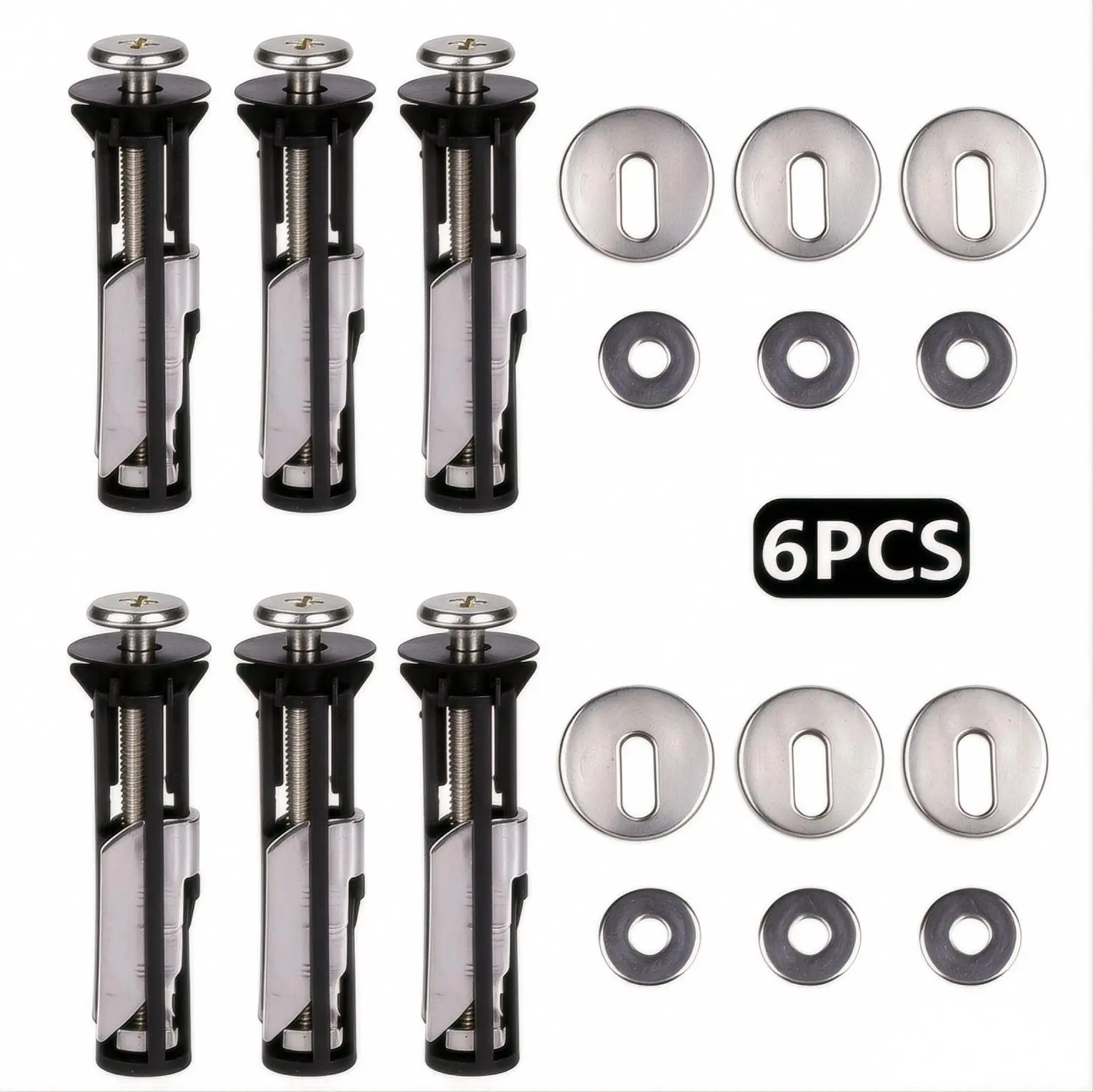 6Pcs Anti-Rust Steel Bolts Toilet Cover Screw & Hinge Set, Waterproof Bathroom Hardware, Corrosion Resistant - Easy Assembly, Quick Detach, Sturdy Replacement Fittings for Household Toilet Seat Repair, Restroom Renovation & Bathroom Maintenance