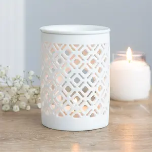 White Lattice Tealight Wax Warmer - High Quality Wax Warmers for Wax Melts, Compatible with illuminatedbymia Gel Wax Melts, Decorative Wax Warmers for Wax Melts