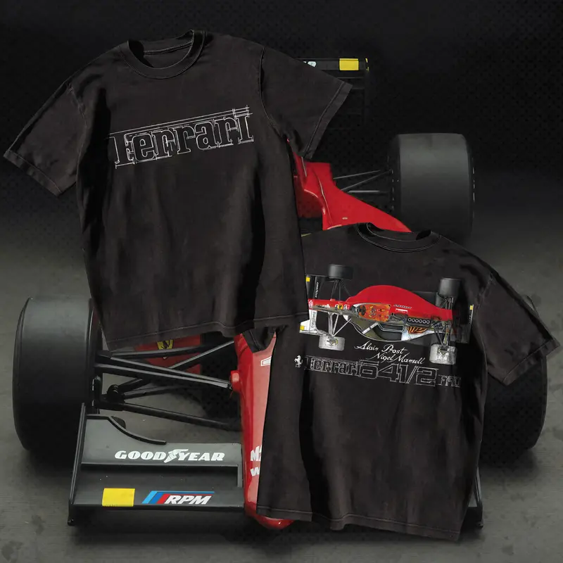 RPM Lab Ferrari F190 641/2 France 1990 Heavy Cotton T-Shirt Direct-To-Garment Breathable Printing Car Lover Menswear Apparel