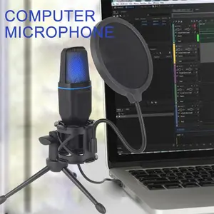 USB Microphone RGB Condenser Mic, Wired Gaming Mic for Podcast Recording, Studio, Streaming, Laptop, Desktop, High-Quality Audio Capture