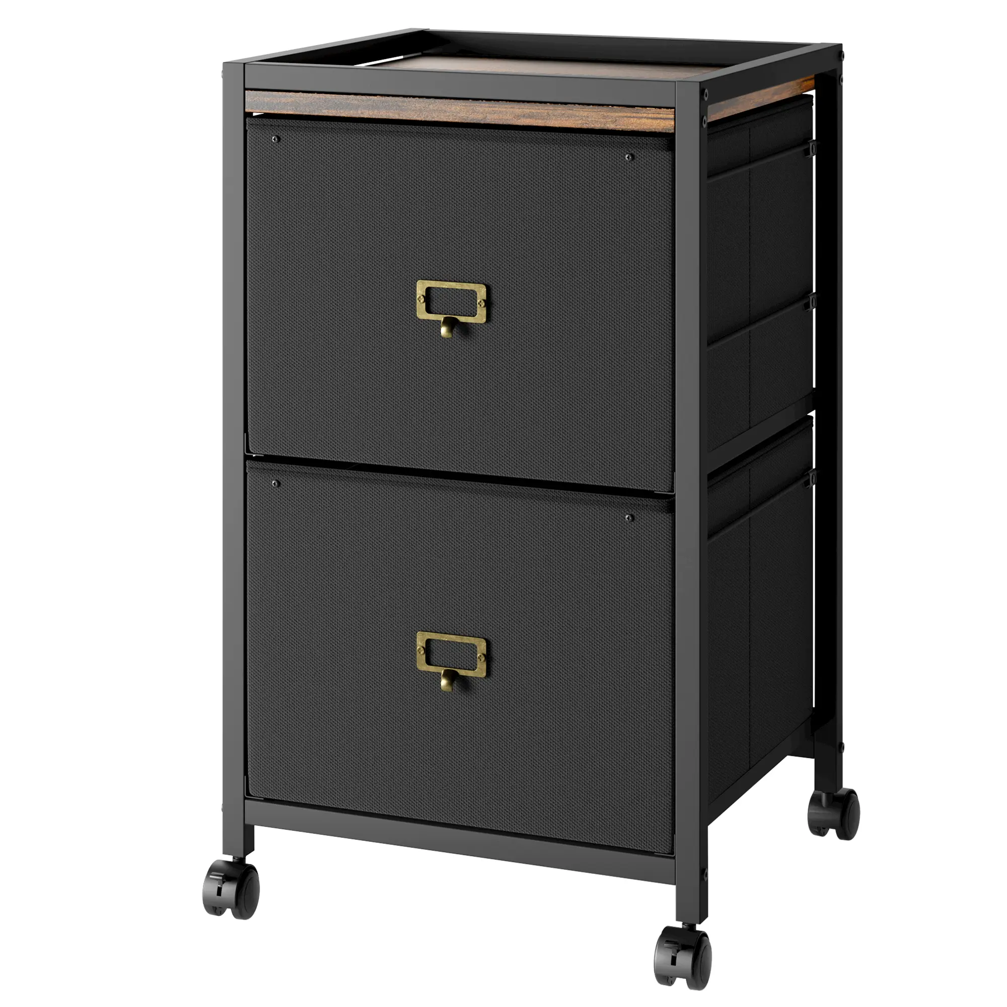 Garvee Upgraded Mobile Fabric File Cabinet for Home Office - Vertical Storage Organizer with 2/3/4 Drawers - Fits Letter & A4 Size Files - Compact Under Desk Filing Cabinet on Wheels - Black
