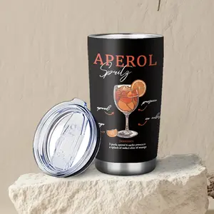 20oz Aperol Spritz Recipe Tumbler, Insulated Travel Mug with Leak-Proof Lid, Funny Cocktail Gift for Friends - Black,Birthday Gift for Bestie, Weekend Vibe Travel Mug,Bachelorette Party Favor
