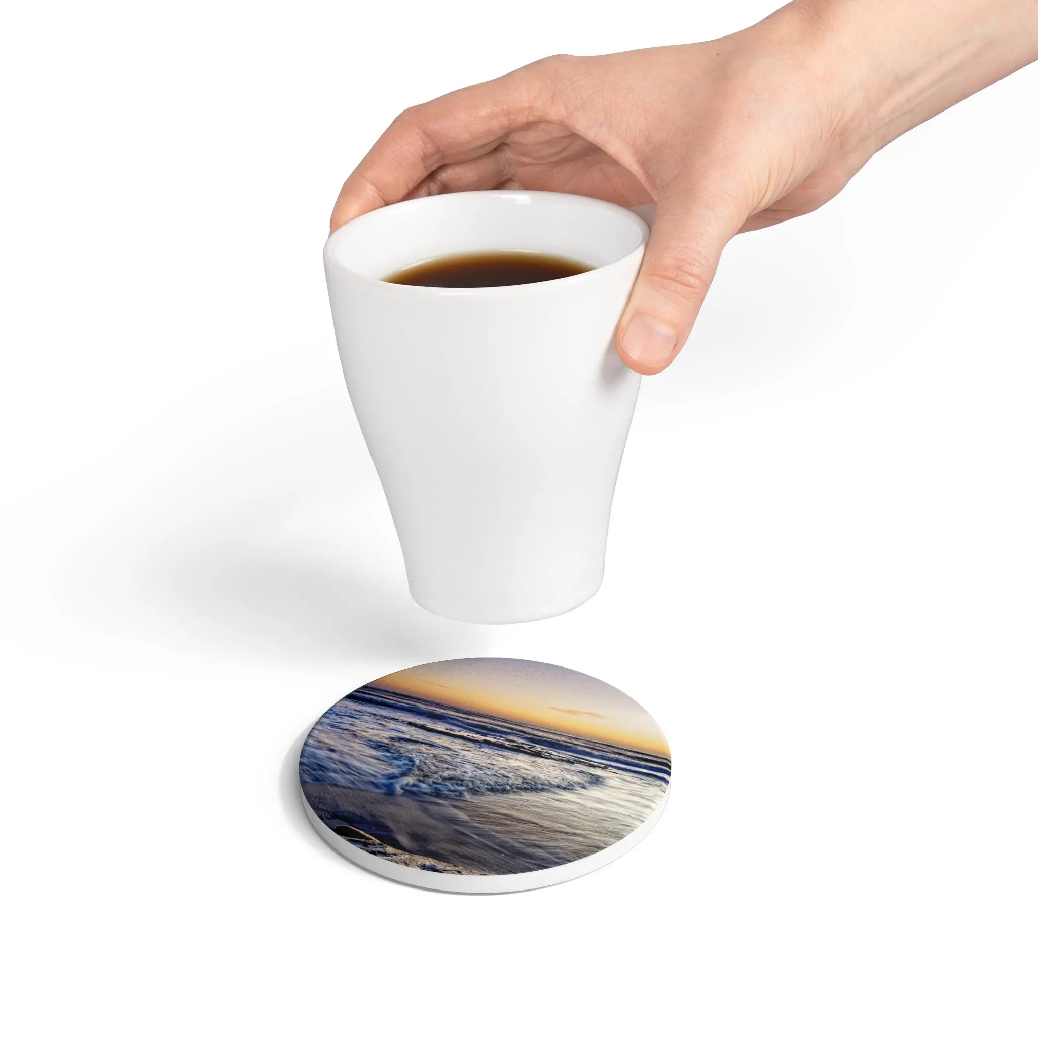 Round Coaster Valentine's Day Ceramic Stylish Tableware Sturdy 4 Inch Diameter Glossy Glazed with Cork Base Artist Signature