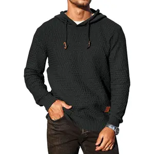Men's Hooded Sweatshirt Hoodie Solid Knitted Pullover Long Sleeve Casual Sweater Tops Black Classic Soft Menswear Stylish Fabric Outdoor Preppy Slim Fit sweater Sports Stretchy Tights Beige Plain