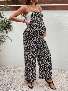 Floral Print Maternity Jumpsuit Cute Outfit for Pregnancy lightweight affordable clothes comfy clothing