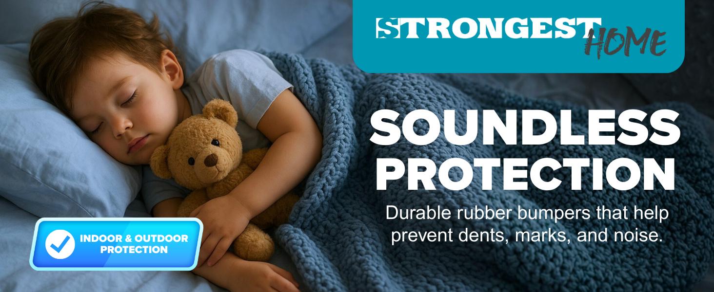 Wall Protector for Door Knobs, 2-Inch - Clear Self-Adhesive Door Stopper Guards - Quiet Rubber Bumpers for Wall Protection, 6-Pack