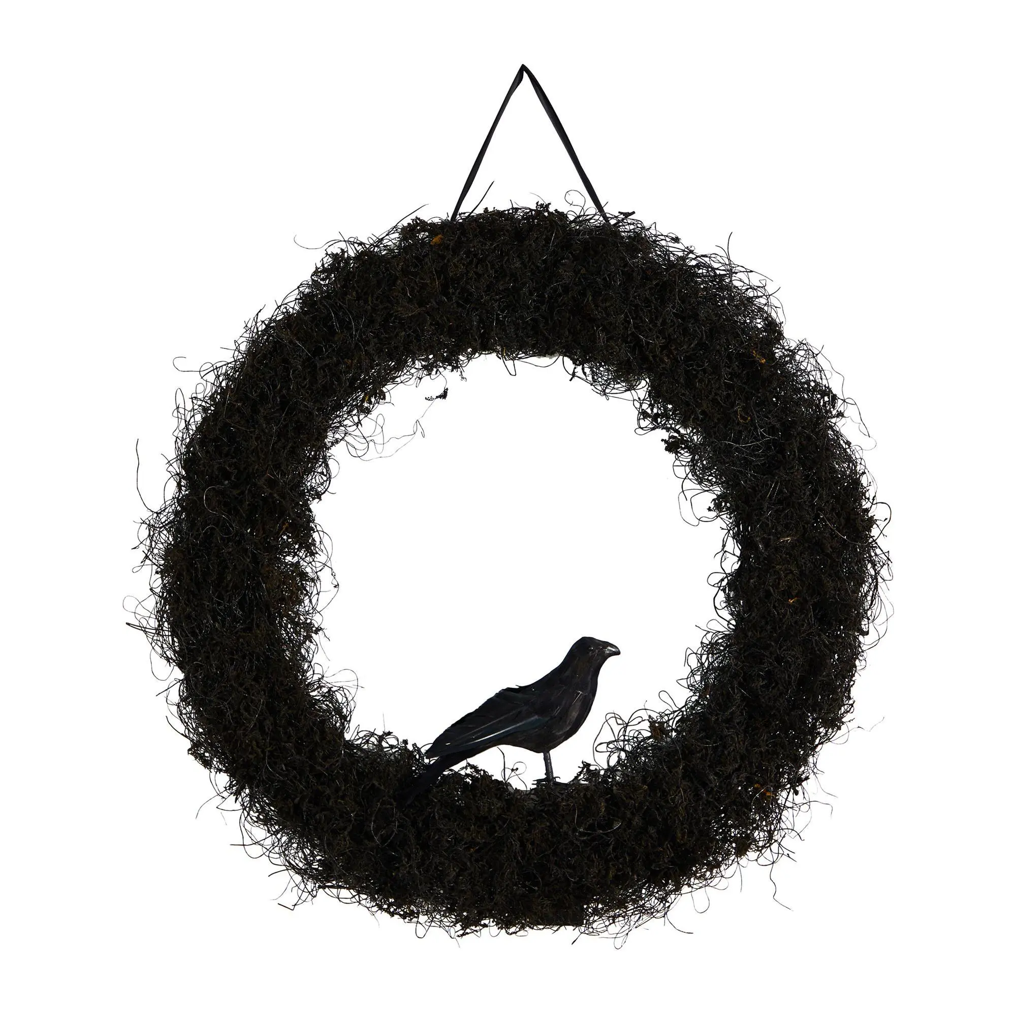 Nearly Natural 30" Halloween Black Raven Twig Wreath