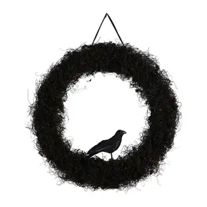 Nearly Natural 30" Halloween Black Raven Twig Wreath
