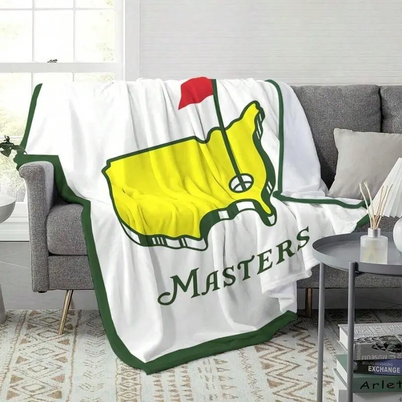 Golf Themed Flannel Blanket Multi-Color Master Map Design Comfortable For Sofa Bed Office Car And Camping All Seasons Machine Washable Modern Style summerwins