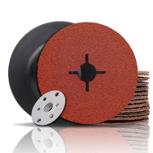 Aluminum Oxide Resin Fiber Sanding and Grinding Discs for Angle Grinder, 4-1/2” x 7/8”, 36 Grit, 25-Pack + Backing Pad + Lock Nut