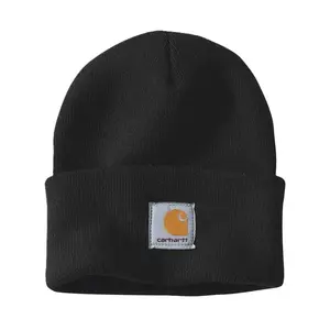 Carhartt Knit Cuffed Beanie Unisex Watch Hat Black Acrylic Winter Beanie Warm Workwear Cap One Size Fits All