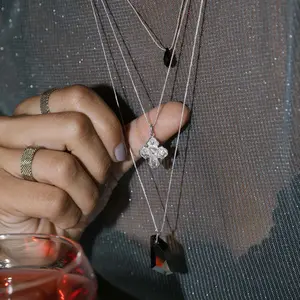 4-Way Cross Silk Slider Necklace