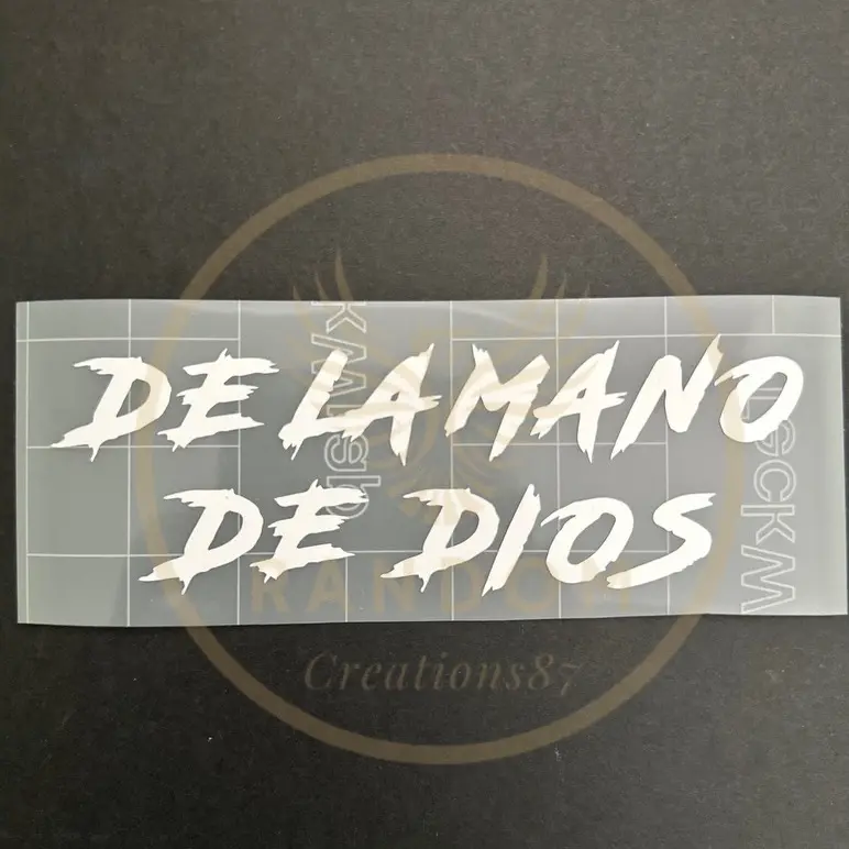 De La Mano De Dios Decal 5.5 Inches Wide x 1.92 Inches Tall Stylish Car Merch Vehicle Exterior Decoration