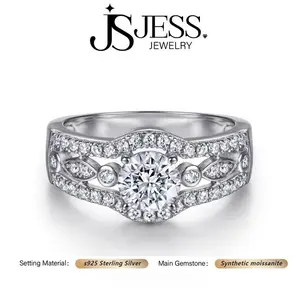 1 ct Round Brilliant Genuine Synthetic Moissanite Ring Band, S925 Sterling Silver, D Color, VVS Clarity