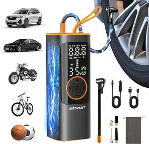 Portable Tire Inflator, Cordless Air Pump for Car, Motorcycle, Bike & Balls – 150PSI, 26L/min Fast Inflation, 6000mAh Battery, Emergency LED Light, Car Lighter Compatible