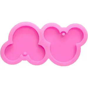 Shiny Glossy S Cute Mouse Head Shape Silicone Molds for DIY Craft Keychain Polymer Clay Mold Epoxy Pendant Resin Crafting Making Cake Decoration Fondant Mould