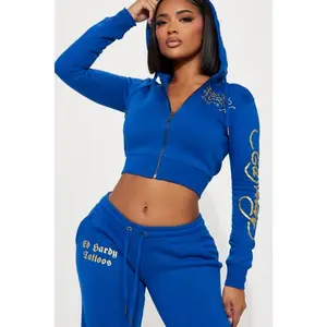 Tiger Lotus Ed Hardy Zip Front Hoodie - CobaltBlue E