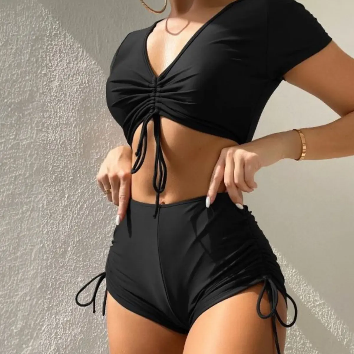 Women's 2026 Triangl Ruffle Trim Lace-Up Bow Beachwear Swimsuit, Stylish Beachwear Swimsuits for Beach Use, Ruffle Trim Swimsuit