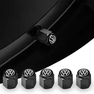 5pcs Metal Car Wheel Tire Valve Caps, Stem Case Covers for Vw Volkswagen Golf Polo Passat Tiguan Touran Jetta, Styling Accessories