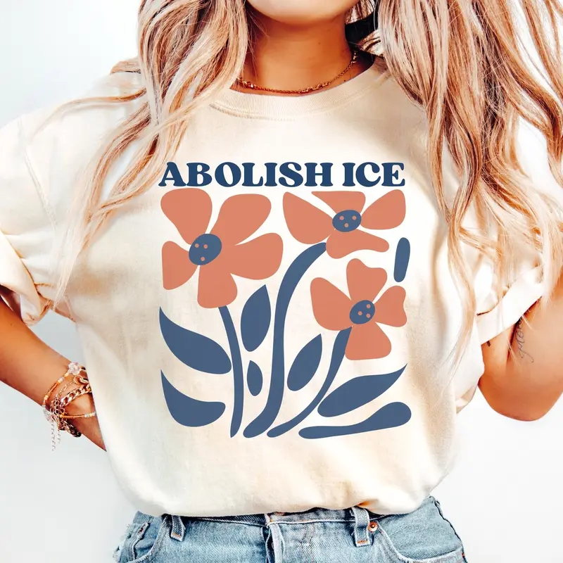 Comfort Colors® Abolish Ice Boho Floral Shirt, Fuck Ice Shirt, Anti Trump Tee, Abolish ICE TShirt, Protest Tee, Ice Out Of LA Shirt G3D