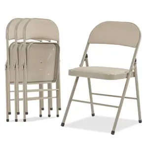4/6 Pack Folding Chairs with Padded Seats for Outdoor & Indoor, Portable Stackable Commercial Seat with Steel Frame for Events Office Wedding Party, 330lbs Capacity