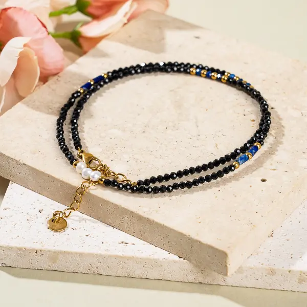 Natural Lapis Lazuli with Freshwater Pearl Beaded Necklaces September Birthstone Handmade Gemstone Crystal Jewelry Everyday Wear Mothers day Gifts