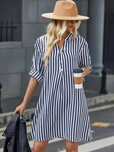 Striped Shirt Women's Blue White Stripes